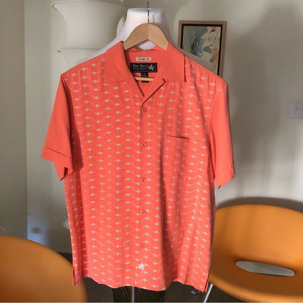 Nat Nast Embroidered Silk Shirt, Men’s Casual Luxury, M